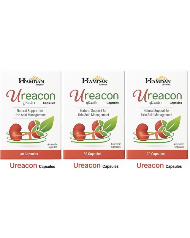 Hamdan Forever Ureacon Capsules – Ayurvedic Uric Acid Support | Natural Remedy for Joint Pain, Gout Relief & Kidney Detox – 30x3 Capsules