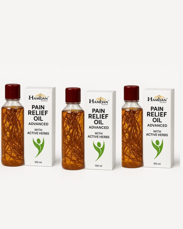 Hamdan Forever Pain Relief Oil Advanced – 100mlx3| Herbal Massage Oil with Active Herbs for Joint, Back, Knee, and Muscle Pain | Ayurvedic Natural Remedy for Men & Women